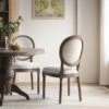 Lainston Set Of 2 Classic Weathered Oak Dining Chairs, Beige Textured Fabric -Daals Store DCH 88 BEIGEWOV WTH 2P main