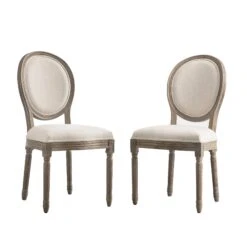 Lainston Set Of 2 Classic Weathered Oak Dining Chairs, Oatmeal Brushed Fabric 23 Lainston Set Of 2 Classic Weathered Oak Dining Chairs, Oatmeal Brushed Fabric -Daals Store DCH 88 OATFAB WTH 2P WB1