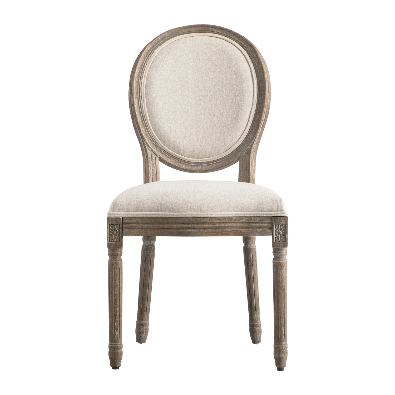 Lainston Set Of 2 Classic Weathered Oak Dining Chairs, Oatmeal Brushed Fabric 8 Lainston Set Of 2 Classic Weathered Oak Dining Chairs, Oatmeal Brushed Fabric - Image 8