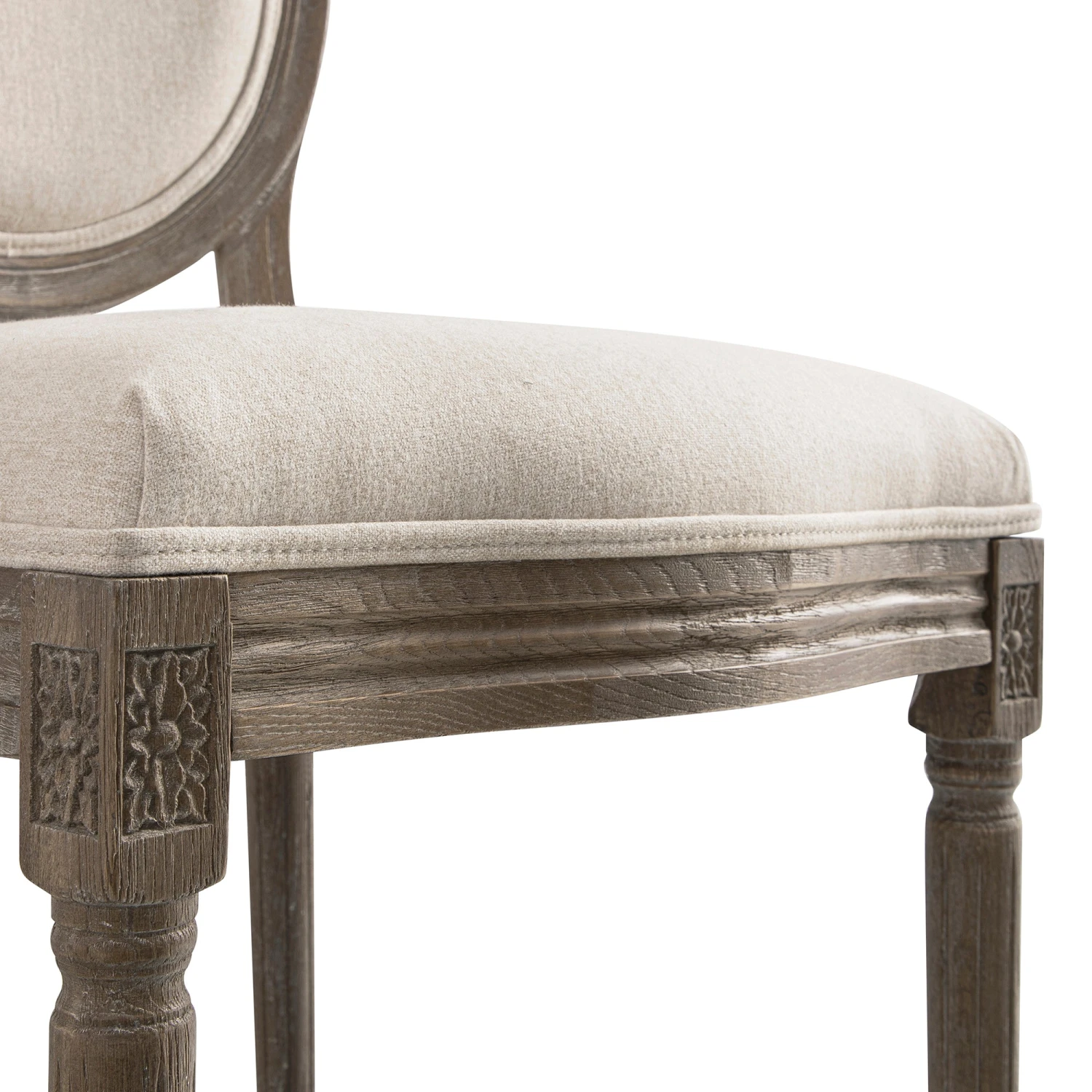 Lainston Set Of 2 Classic Weathered Oak Dining Chairs, Oatmeal Brushed Fabric 15 Lainston Set Of 2 Classic Weathered Oak Dining Chairs, Oatmeal Brushed Fabric - Image 15