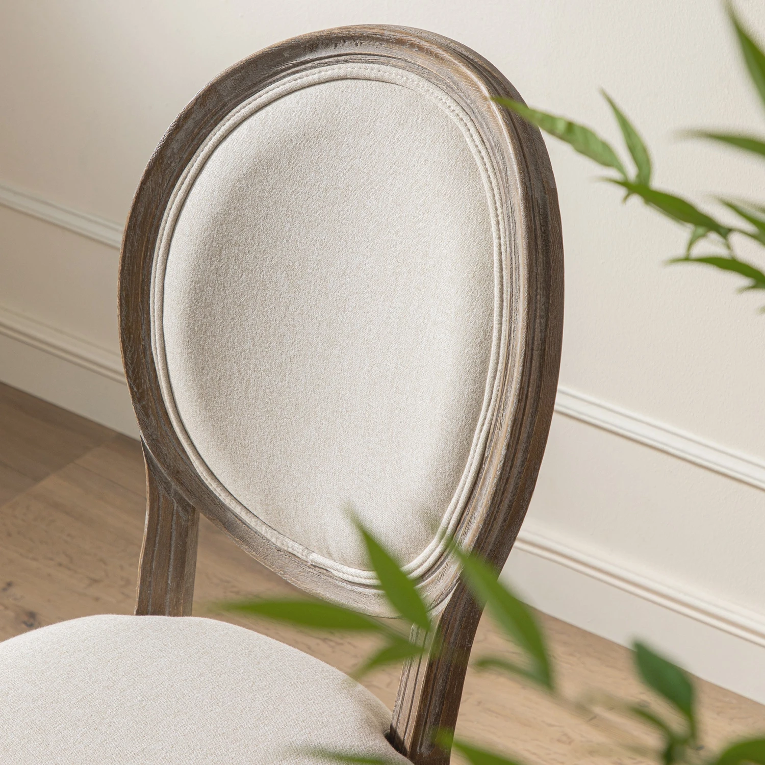 Lainston Set Of 2 Classic Weathered Oak Dining Chairs, Oatmeal Brushed Fabric 5 Lainston Set Of 2 Classic Weathered Oak Dining Chairs, Oatmeal Brushed Fabric - Image 5