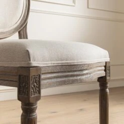 Lainston Set Of 2 Classic Weathered Oak Dining Chairs, Oatmeal Brushed Fabric 22 Lainston Set Of 2 Classic Weathered Oak Dining Chairs, Oatmeal Brushed Fabric -Daals Store DCH 88 OATFAB WTH 2P scene5