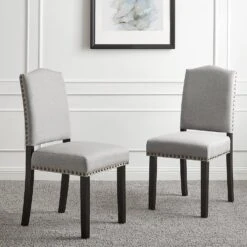 Draycott Set Of 2 Grey Fabric Dining Chairs