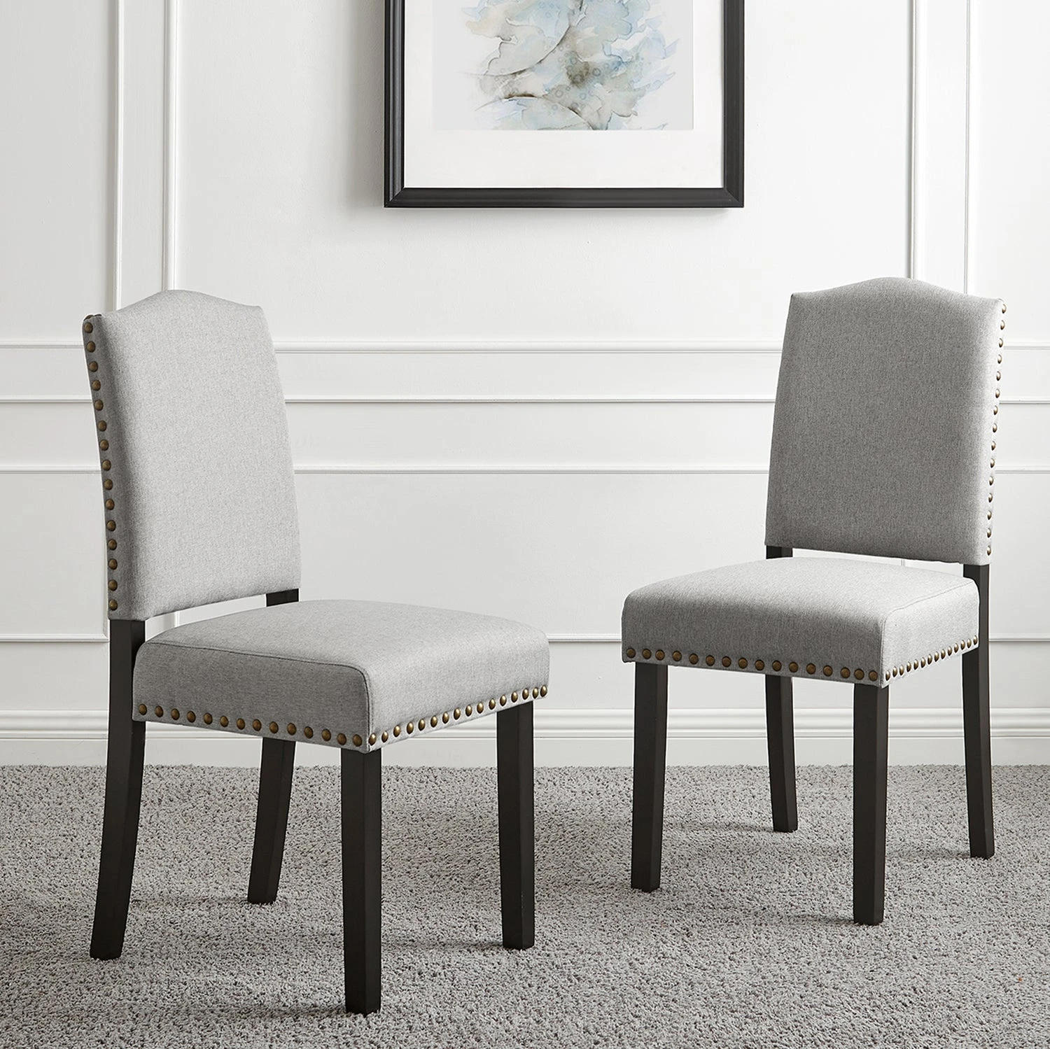 Draycott Set Of 2 Grey Fabric Dining Chairs 1 Draycott Set Of 2 Grey Fabric Dining Chairs