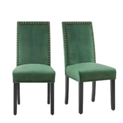 Maidwell Set Of 2 Green Velvet Dining Chairs -Daals Store DCH LW8116 GREENVEL 2P WB1