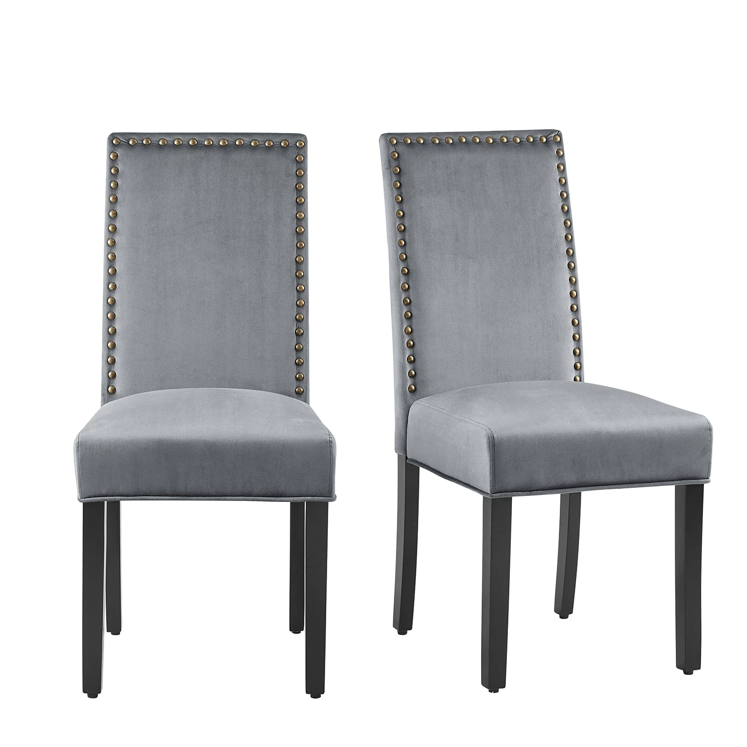 Maidwell Set Of 2 Grey Velvet Dining Chairs 2 Maidwell Set Of 2 Grey Velvet Dining Chairs - Image 2