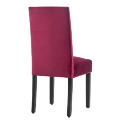 Maidwell Crimson Red Velvet Dining Chairs (Set of 2) - Retro Brass Nail Trim & Tapered Wood Legs -Daals Store DCH LW8116 REDVEL 2P WB5