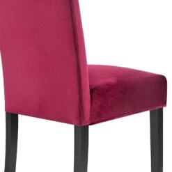 Maidwell Crimson Red Velvet Dining Chairs (Set of 2) - Retro Brass Nail Trim & Tapered Wood Legs -Daals Store DCH LW8116 REDVEL 2P detail3