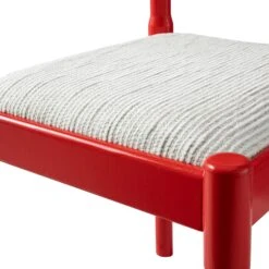 Minley 2-in-1 Dining Chair in Red High Gloss – Interchangeable Bouclé and Woven Cord Seat Pads -Daals Store DHC 241 RED GLOS detail2