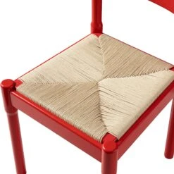 Minley 2-in-1 Dining Chair in Red High Gloss – Interchangeable Bouclé and Woven Cord Seat Pads -Daals Store DHC 241 RED GLOS detail3