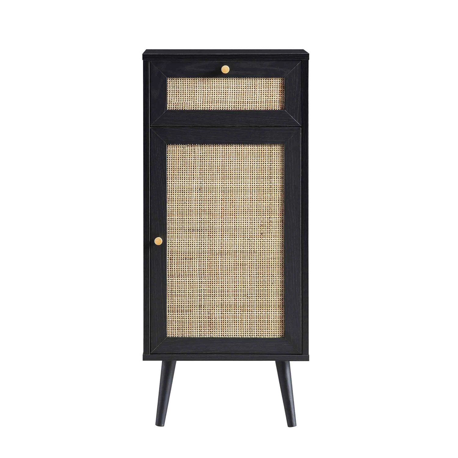 Frances Woven Rattan 1-Door Bathroom Cabinet, Black 4 Frances Woven Rattan 1-Door Bathroom Cabinet, Black - Image 4