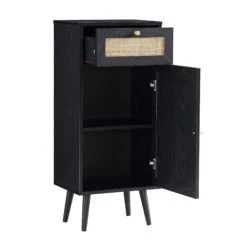Frances Woven Rattan 1-Door Bathroom Cabinet, Black 18 Frances Woven Rattan 1-Door Bathroom Cabinet, Black -Daals Store FT BAC 01 BLACK WB3