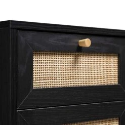 Frances Woven Rattan 1-Door Bathroom Cabinet, Black 20 Frances Woven Rattan 1-Door Bathroom Cabinet, Black -Daals Store FT BAC 01 BLACK detail1