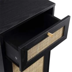 Frances Woven Rattan 1-Door Bathroom Cabinet, Black 21 Frances Woven Rattan 1-Door Bathroom Cabinet, Black -Daals Store FT BAC 01 BLACK detail2