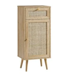 Frances Woven Rattan 1-Door Bathroom Cabinet, Natural -Daals Store FT BAC 01 NAT WB2