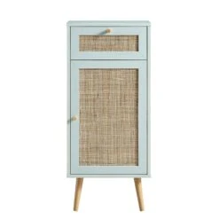 Frances Woven Rattan 1-Door Bathroom Cabinet, Mint -Daals Store FT BAC 01 SAGE WB1