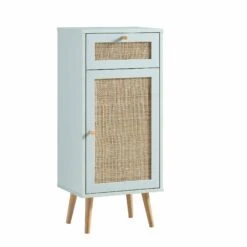 Frances Woven Rattan 1-Door Bathroom Cabinet, Mint -Daals Store FT BAC 01 SAGE WB2