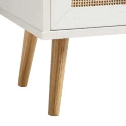 Frances Woven Rattan 1-Door Bathroom Cabinet, White -Daals Store FT BAC 01 WHITE detail3