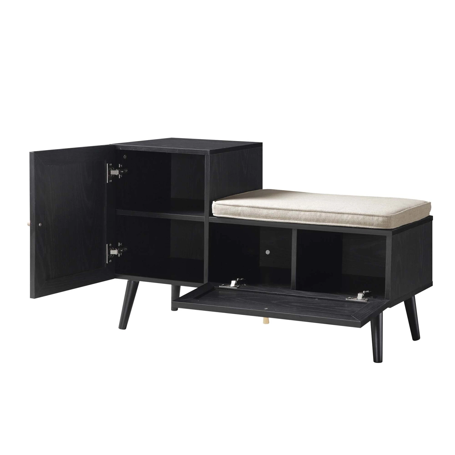 Frances Woven Rattan Storage Bench With Cushion, Black 7 Frances Woven Rattan Storage Bench With Cushion, Black - Image 7