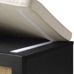 Frances Woven Rattan Storage Bench With Cushion, Black 26 Frances Woven Rattan Storage Bench With Cushion, Black -Daals Store FT BENCH 01 BLACK detail3