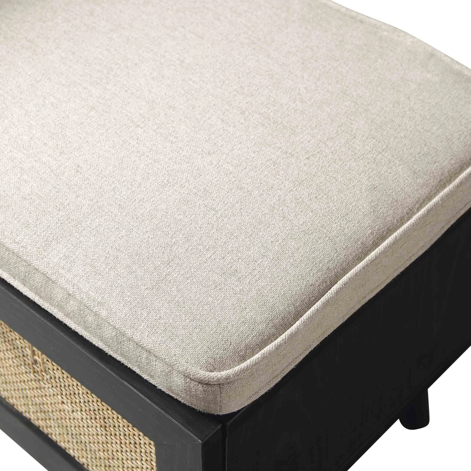 Frances Woven Rattan Storage Bench With Cushion, Black 14 Frances Woven Rattan Storage Bench With Cushion, Black - Image 14