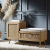 Frances Woven Rattan Storage Bench With Cushion, Natural 24 Frances Woven Rattan Storage Bench With Cushion, Natural -Daals Store FT BENCH 01 NAT main