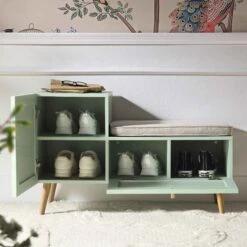 Frances Woven Rattan Storage Bench With Cushion, Mint 16 Frances Woven Rattan Storage Bench With Cushion, Mint -Daals Store FT BENCH 01 SAGE scene2