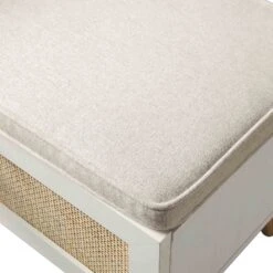 Frances Woven Rattan Storage Bench With Cushion, White 26 Frances Woven Rattan Storage Bench With Cushion, White -Daals Store FT BENCH 01 WHITE detail3