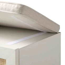 Frances Woven Rattan Storage Bench With Cushion, White 27 Frances Woven Rattan Storage Bench With Cushion, White -Daals Store FT BENCH 01 WHITE detail4