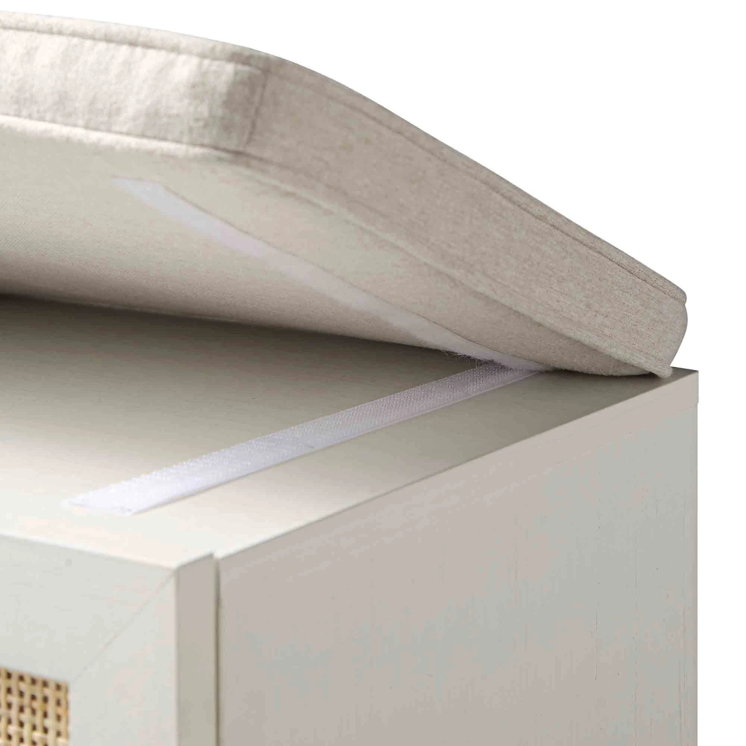 Frances Woven Rattan Storage Bench With Cushion, White 14 Frances Woven Rattan Storage Bench With Cushion, White - Image 14