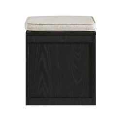 Frances Woven Rattan Single Storage Stool With Cushion, Black 22 Frances Woven Rattan Single Storage Stool With Cushion, Black -Daals Store FT BENCH 02 BLACK WB5