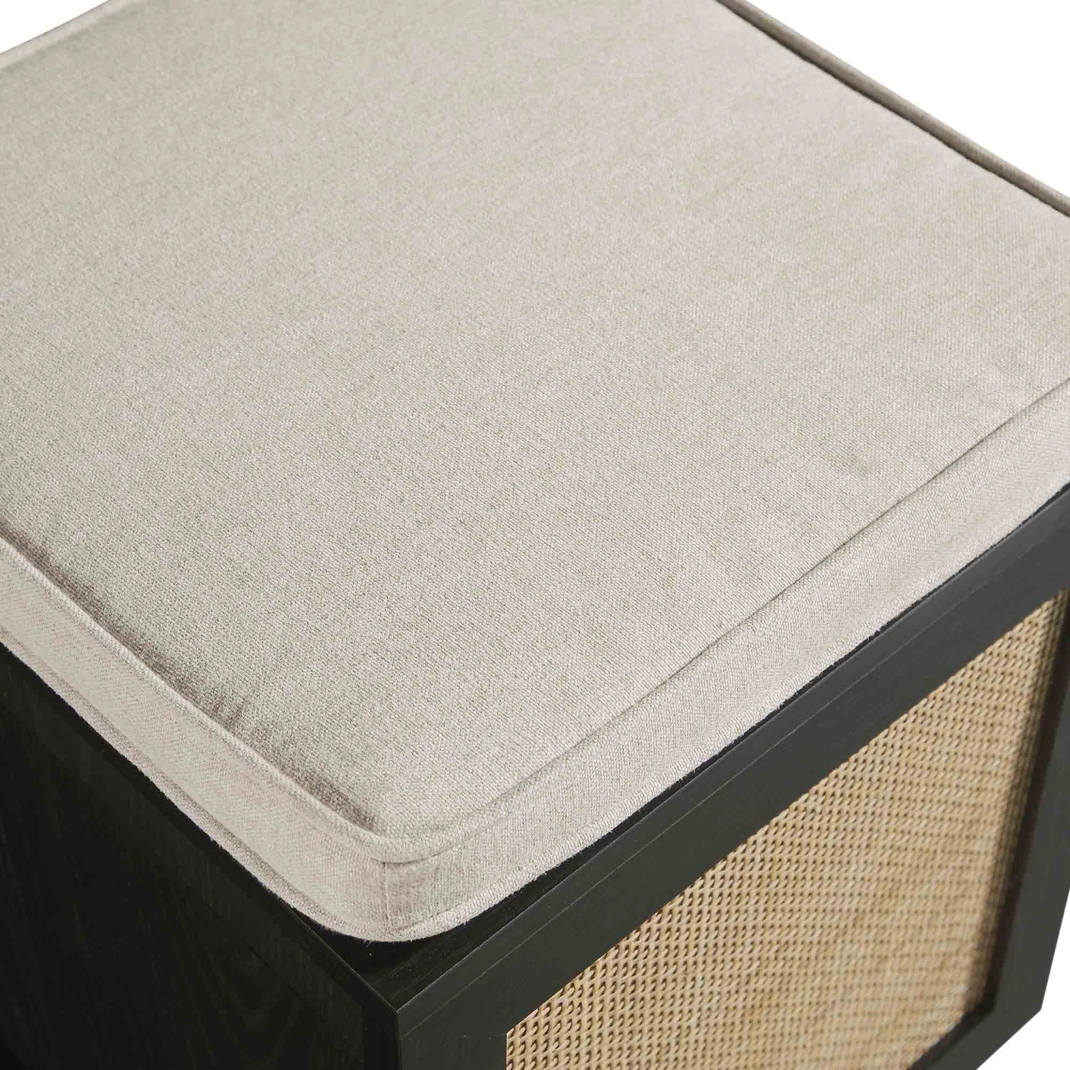 Frances Woven Rattan Single Storage Stool With Cushion, Black 12 Frances Woven Rattan Single Storage Stool With Cushion, Black - Image 12