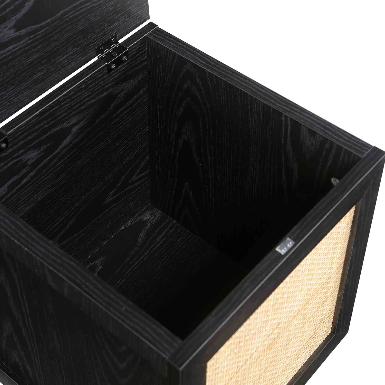 Frances Woven Rattan Single Storage Stool With Cushion, Black 13 Frances Woven Rattan Single Storage Stool With Cushion, Black - Image 13