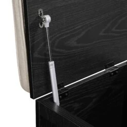 Frances Woven Rattan Single Storage Stool With Cushion, Black 27 Frances Woven Rattan Single Storage Stool With Cushion, Black -Daals Store FT BENCH 02 BLACK detail4