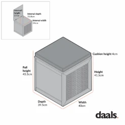 Frances Woven Rattan Single Storage Stool With Cushion, White 19 Frances Woven Rattan Single Storage Stool With Cushion, White -Daals Store FT BENCH 02 CHART 3