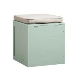 Frances Woven Rattan Single Storage Stool With Cushion, Mint -Daals Store FT BENCH 02 SAGE WB6