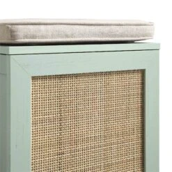 Frances Woven Rattan Single Storage Stool With Cushion, Mint -Daals Store FT BENCH 02 SAGE detail1