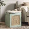 Frances Woven Rattan Single Storage Stool With Cushion, Mint 29 Frances Woven Rattan Single Storage Stool With Cushion, Mint -Daals Store FT BENCH 02 SAGE main