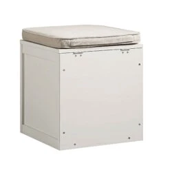 Frances Woven Rattan Single Storage Stool With Cushion, White 23 Frances Woven Rattan Single Storage Stool With Cushion, White -Daals Store FT BENCH 02 WHITE WB6