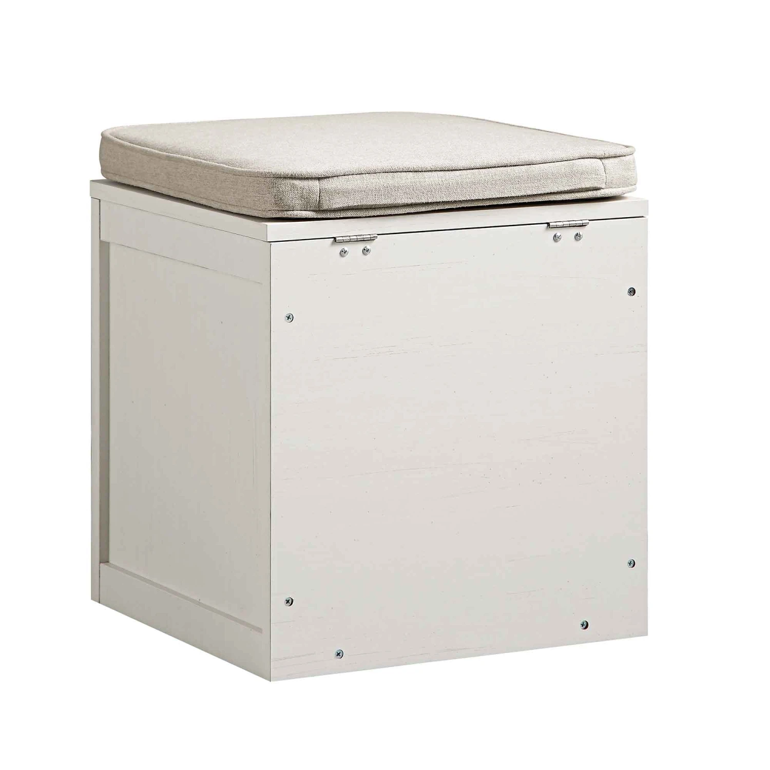 Frances Woven Rattan Single Storage Stool With Cushion, White 10 Frances Woven Rattan Single Storage Stool With Cushion, White - Image 10