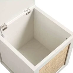 Frances Woven Rattan Single Storage Stool With Cushion, White 25 Frances Woven Rattan Single Storage Stool With Cushion, White -Daals Store FT BENCH 02 WHITE detail2