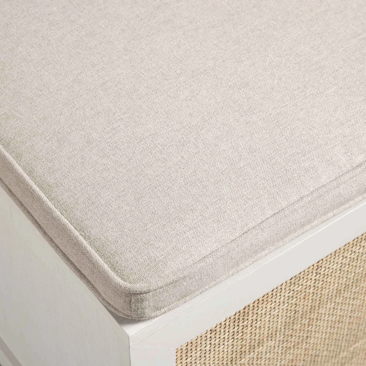 Frances Woven Rattan Single Storage Stool With Cushion, White 13 Frances Woven Rattan Single Storage Stool With Cushion, White - Image 13