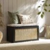 Frances Woven Rattan Double Storage Stool With Cushion, Black 25 Frances Woven Rattan Double Storage Stool With Cushion, Black -Daals Store FT BENCH 03 BLACK main