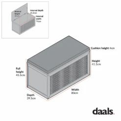 Frances Woven Rattan Double Storage Stool With Cushion, Mint 20 Frances Woven Rattan Double Storage Stool With Cushion, Mint -Daals Store FT BENCH 03 CHART 1