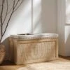Frances Woven Rattan Double Storage Stool With Cushion, Natural 26 Frances Woven Rattan Double Storage Stool With Cushion, Natural -Daals Store FT BENCH 03 NAT main