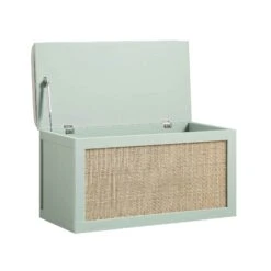 Frances Woven Rattan Double Storage Stool With Cushion, Mint 22 Frances Woven Rattan Double Storage Stool With Cushion, Mint -Daals Store FT BENCH 03 SAGE WB4