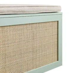 Frances Woven Rattan Double Storage Stool With Cushion, Mint 25 Frances Woven Rattan Double Storage Stool With Cushion, Mint -Daals Store FT BENCH 03 SAGE detail1