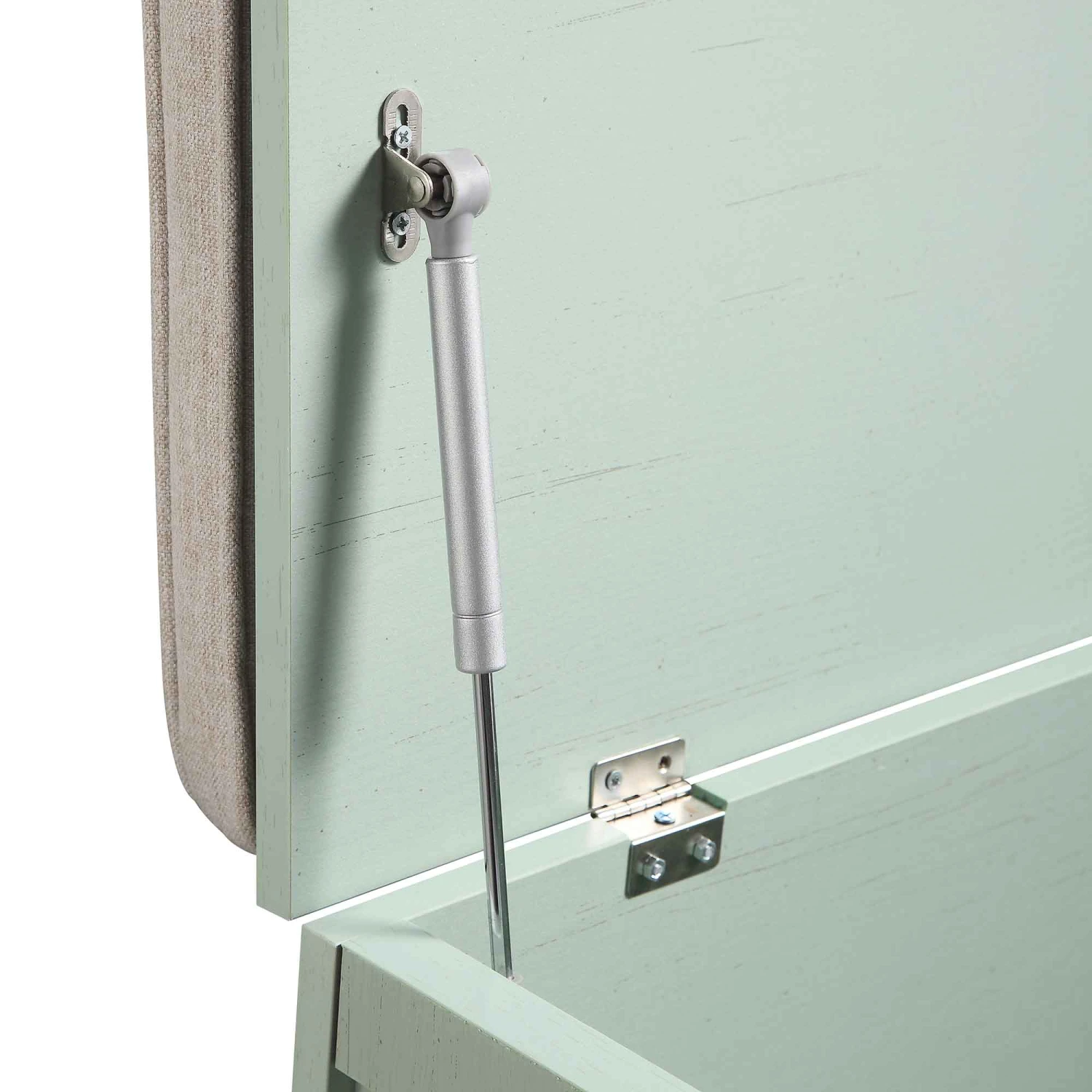 Frances Woven Rattan Double Storage Stool With Cushion, Mint 15 Frances Woven Rattan Double Storage Stool With Cushion, Mint - Image 15