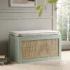 Frances Woven Rattan Double Storage Stool With Cushion, Mint