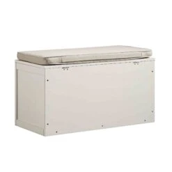 Frances Woven Rattan Double Storage Stool With Cushion, White -Daals Store FT BENCH 03 WHITE WB6